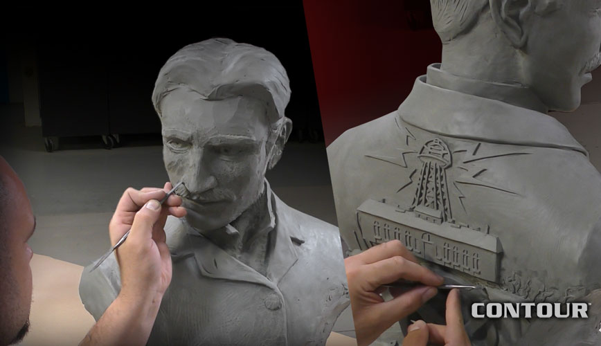 Artist sculpting
